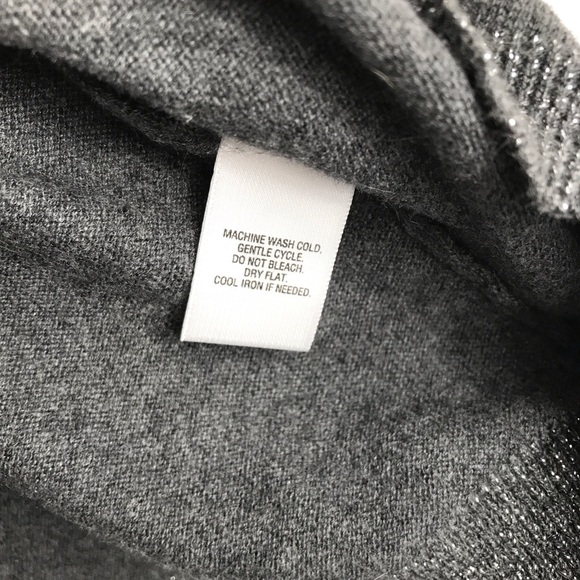 APOSTROPHE Charcoal Gray Cardigan Sweater w/Metallic Threaded Collar Womens L - Picture 4 of 5